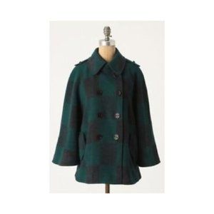 Anthropologie Cartonnier Green Buffalo Check Cape